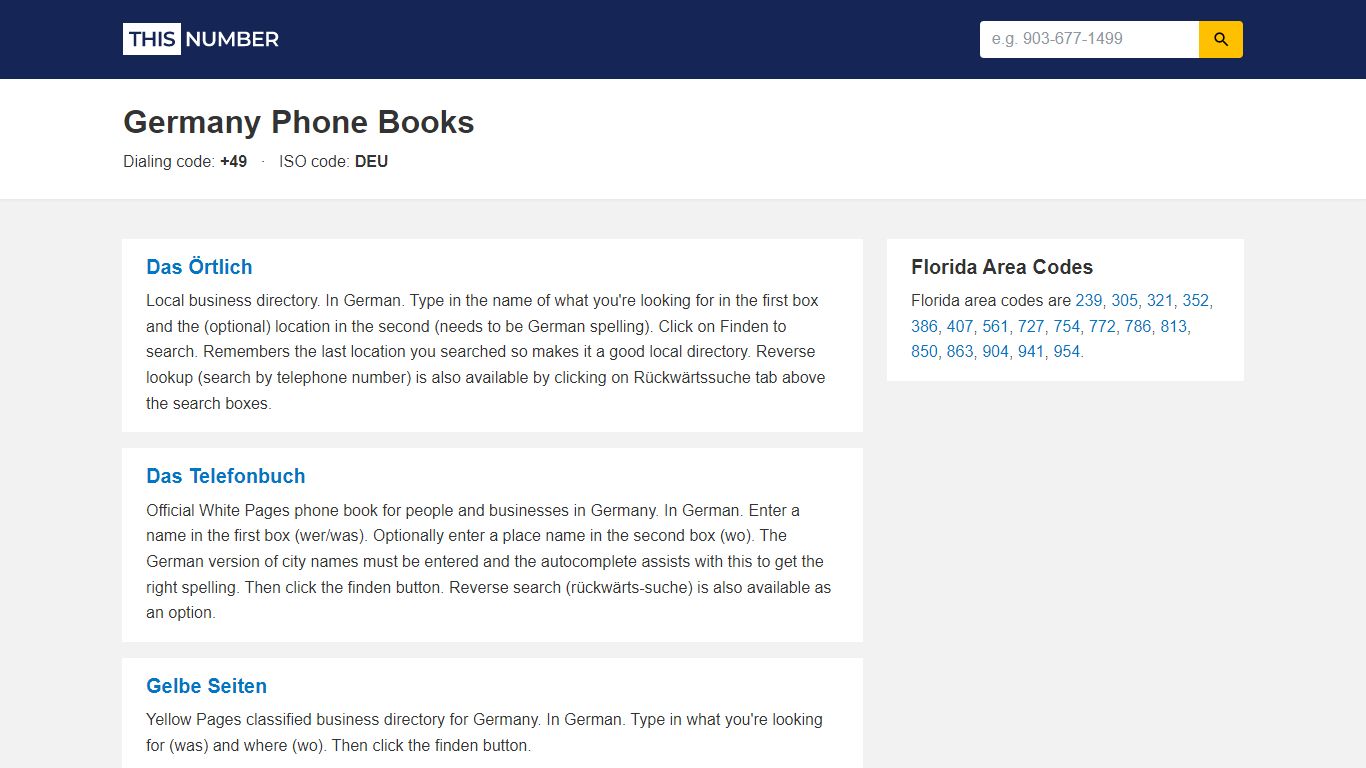 Germany White Pages & Yellow Pages (+49) | ThisNumber